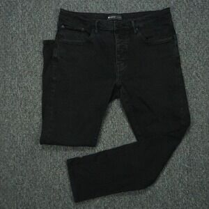 Purple‎ Brand Jeans Mens 34x28 Black P001 Slim Five Pocket Button Fly Stretch